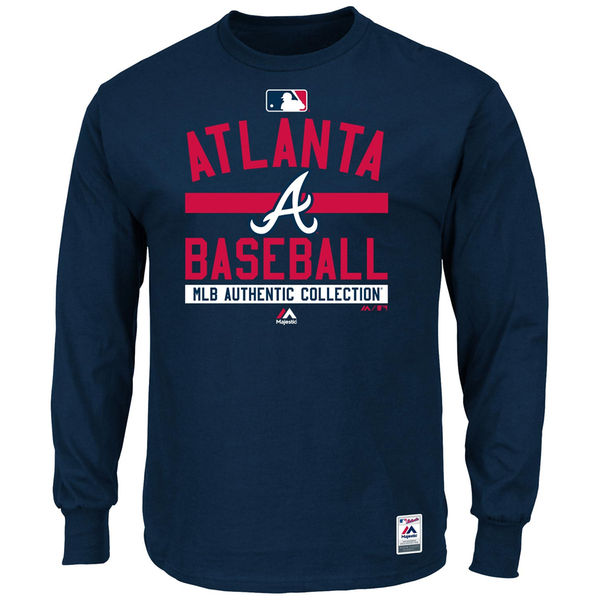 MLB Men Atlanta Braves Majestic Men Authentic Collection Team Property Long Sleeve TShirt Navy->mlb t-shirts->Sports Accessory